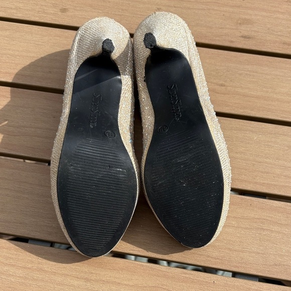 Silver Slipper Sparkling Women's Heels in Glittering Cream NNT Rhinestones - Picture 8 of 13